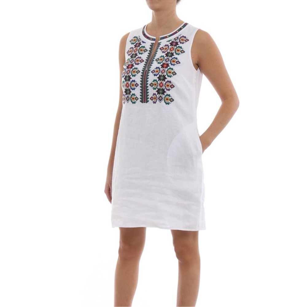 Tory Burch Embroidered Linen White Dress - Small NWT
